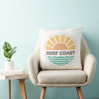 Almofada Design Retro Costa do Surf Crepúsculo Praia