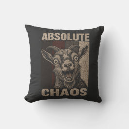 Almofada Design Retrô Divertido Bode Gritando Caos Absoluto