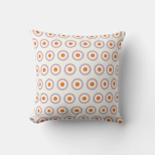 Almofada Design retro do ponto roxo & alaranjado do círcul