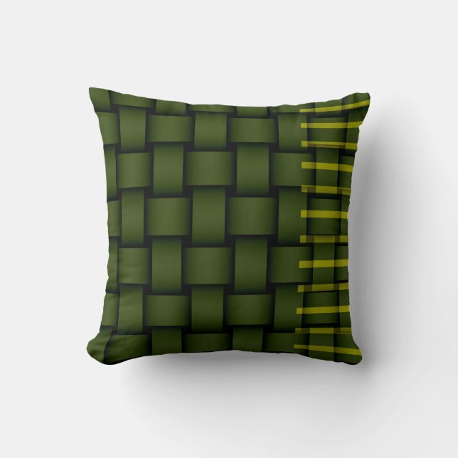 Almofada Design retro gráfico de faixas verdes (Frente)