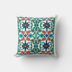 Almofada Design Turco em Cor Azul com Tulipas Vermelhas