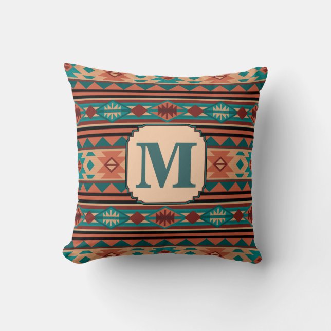 Almofada Design Turquoise Terracotta Monograma (Frente)