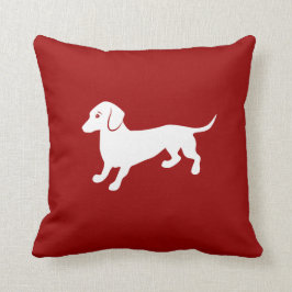 Almofada Design vermelho e branco do Dachshund