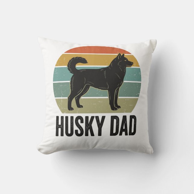 Almofada Design Vetorial de Cachorro Retro Husky Pai Antigo (Frente)