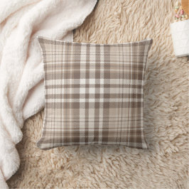 Almofada Design Xadrez Escocês Tom Terra Neutro