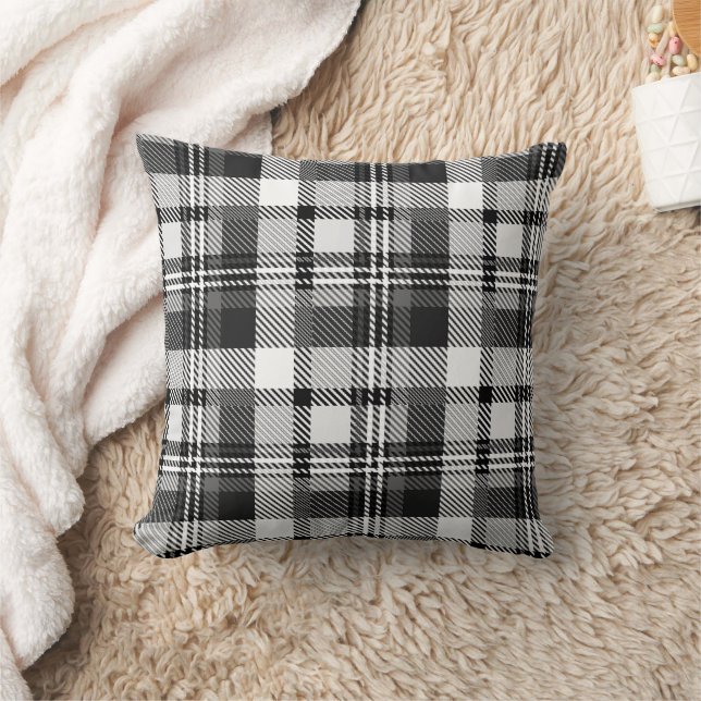 Almofada Design Xadrez Madras Cinza Preto Branco  (Cobertor)