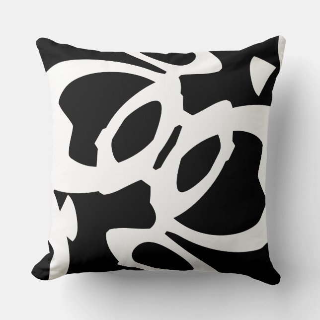 Almofada Designer de abstrato branco e preto (Frente)