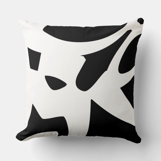 Almofada Designer de abstrato branco e preto (Frente)