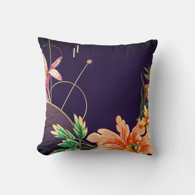 Almofada Designer Floral Artística Abstrata | Berinjela (Frente)