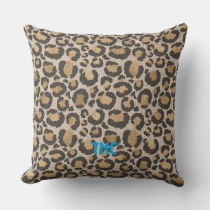 Almofada Designer Leopard Imprimir Monograma Chic Diversão