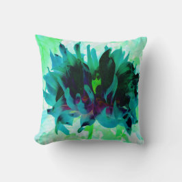 Almofada Deslumbrante Cactus Dahlia Azul Turquesa e Preto