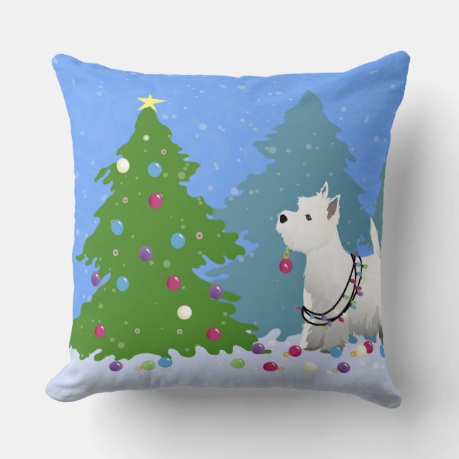 Almofada Desortar uma Árvore de Natal na Floresta (Frente)