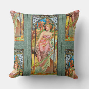 Almofada Despertar da manhã por Alphonse Mucha Travesseiro