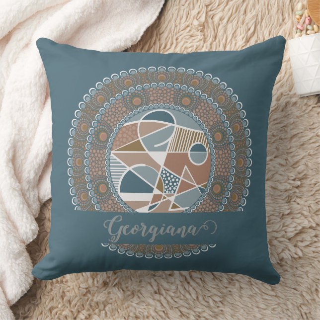 Almofada Destaque de Teal e Abstrato de Dourado Personaliza (Cobertor)