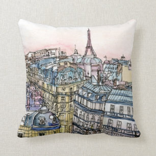 Almofada Destinos  Torre Eiffel Watercolor e Paris