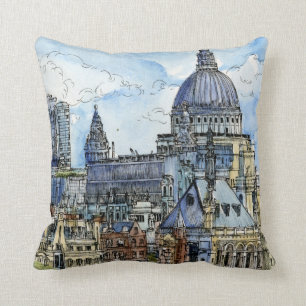 Almofada Destinos Watercolor River Thames Waterfront