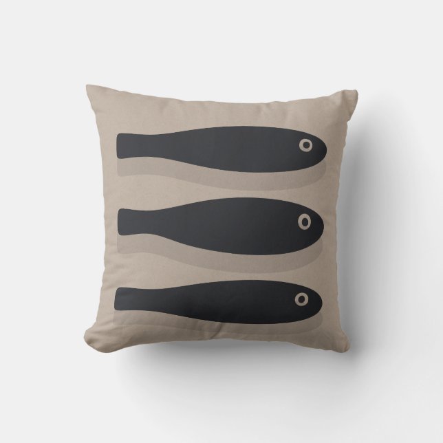 Almofada Desvio Em Taupe E Indigo Preto Com Silêncio (Frente)