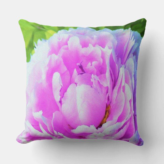 Almofada Detalhe impressionante da Flor de Peony Rosa Dupla (Frente)