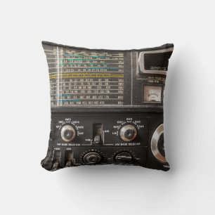 Almofada Detalhes de um antigo receptor de rádio am