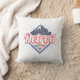 Almofada Detroit Michigan United States Skyline Vintage EUA