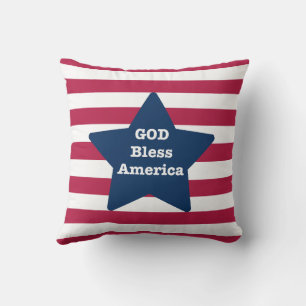 Almofada Deus Abençoe a América Vermelho Branco e Azul 