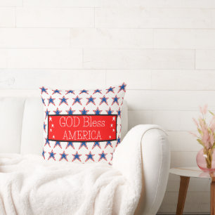 Almofada Deus abençoe America Red White Blue Stars