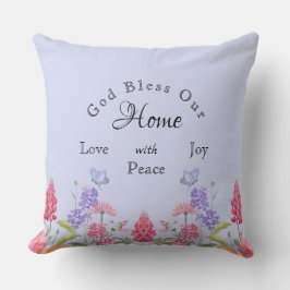 Almofada Deus abençoe Nosso Nome Da Família Azul