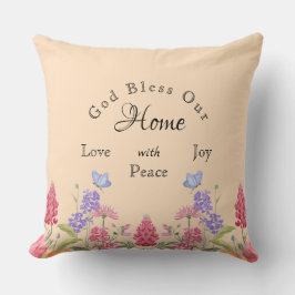 Almofada Deus abençoe Nosso Nome Da Família De Beige Selvag