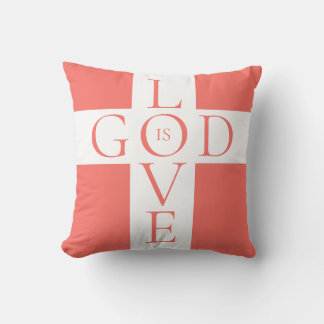 Almofada Deus é amor citar Coral Cristão Rosa e Branco