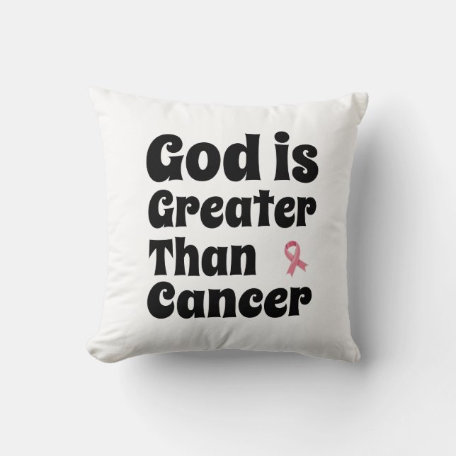 Almofada Deus é maior que o Cancer - Fé Inspiradora (Frente)