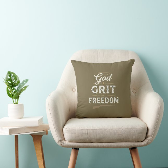 Almofada Deus Grão e Liberdade Design Tático Ocidental Fé (Cadeira)
