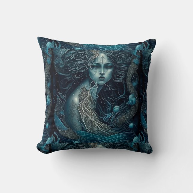 Almofada Deusa Azul Sereia Girly Glam (Frente)