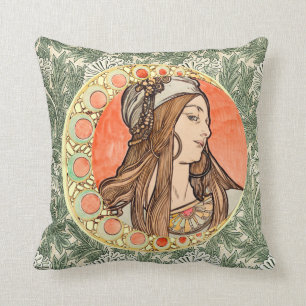 Almofada Deusa da beleza por Alphonse Maria Mucha 
