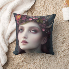 Almofada Deusa de Winter Fantasy Retrato Floral