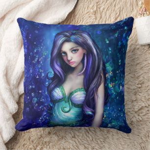 Almofada Deusa do Mar das Sereias Ninfa Siren Arte Submarin