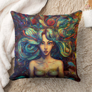 Almofada Deusa do Mar das Sereias Ninfa Siren Arte Submarin