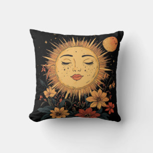 Almofada Deusa Sol Celestial com Florais Brilhantes