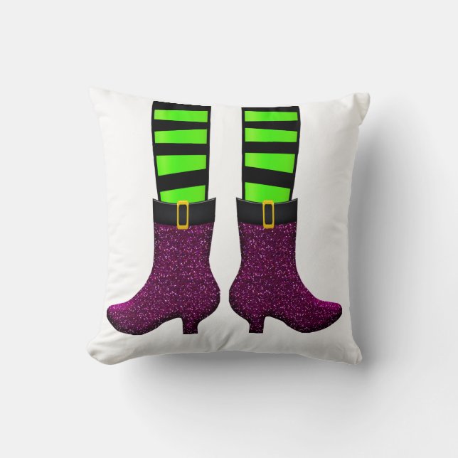 Almofada Dia 31 de outubro de dezembro calçados de bruxas c (Frente)