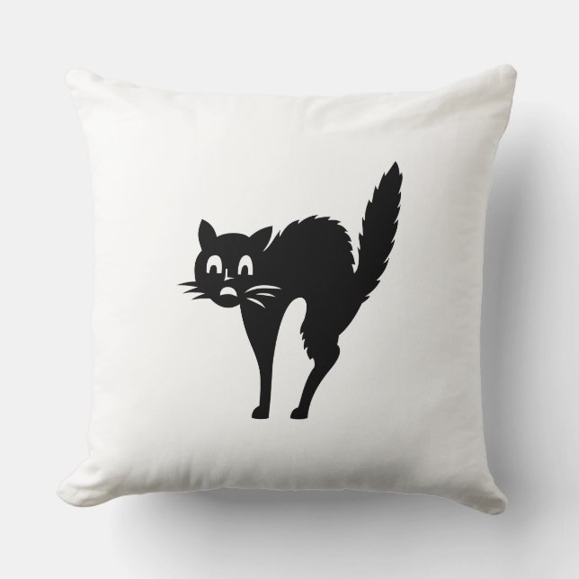 Almofada Dia das Bruxas de Gato Negro (Frente)