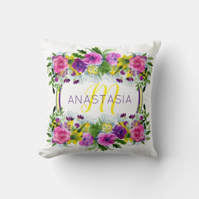 Almofada Dia das Mães A lamentar domingo Monograma de Aquar (Frente)