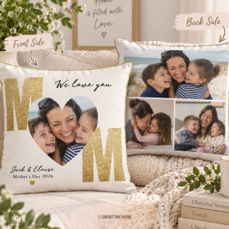 Almofada Dia das Mães Amor Mãe Lembrança Colagem de Fotos