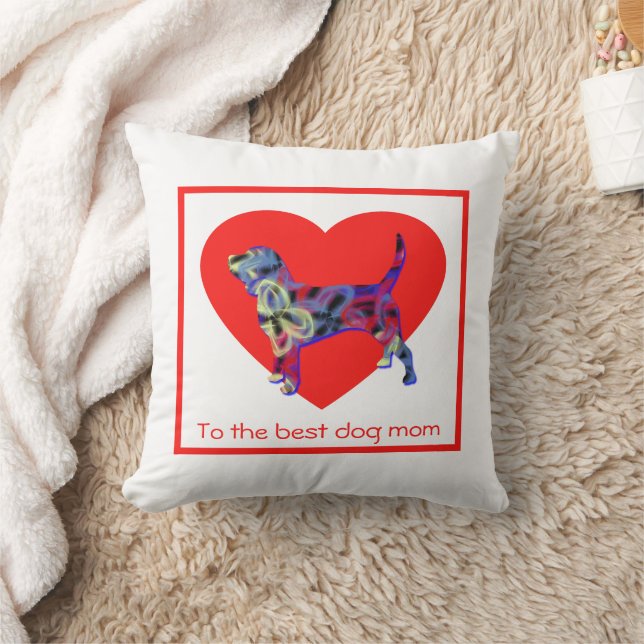 Almofada Dia das Mães de Cachorro Silhueta Vermelho (Cobertor)