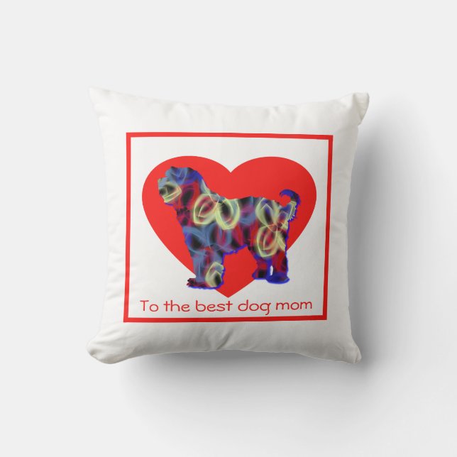 Almofada Dia das Mães do Coração Vermelho do Terrier Tibeta (Frente)