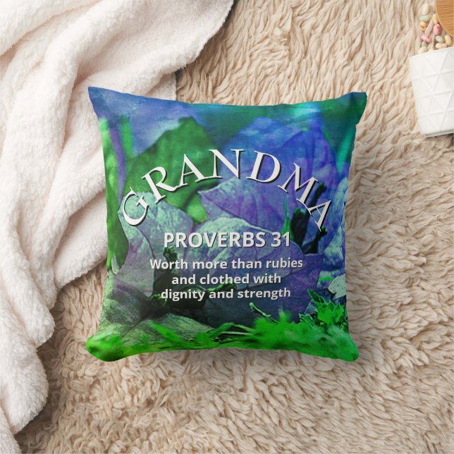 Almofada Dia de as mães Cristão PROVERBS 31 Floral GRANDMA (Cobertor)