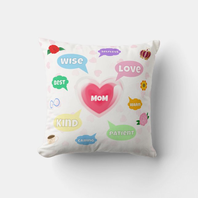 Almofada Dia de as mães Melhor Mãe Palavras Nuvens Rainha A (Frente)