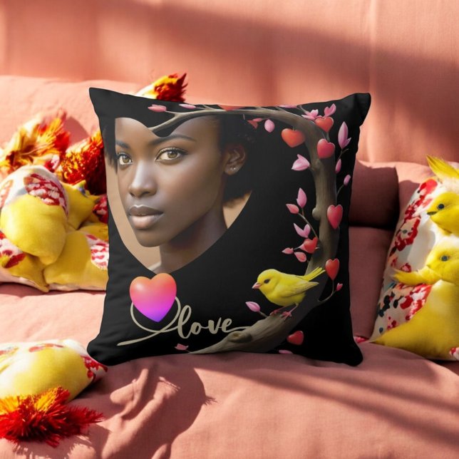 Almofada Dia de os namorados com ave canária (Criador carregado)