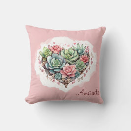 Almofada Dia de os namorados de Coração Suculento, Rosa-Ros