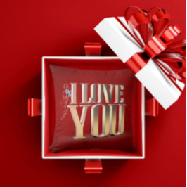 Almofada Dia de os namorados Vermelho 3D Eu Te Amo Travesse