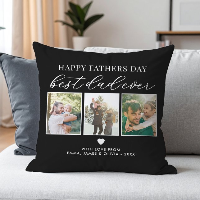 Almofada Dia de os pais Feliz Melhor Pai 3 Colagem de Fotos (Criador carregado)