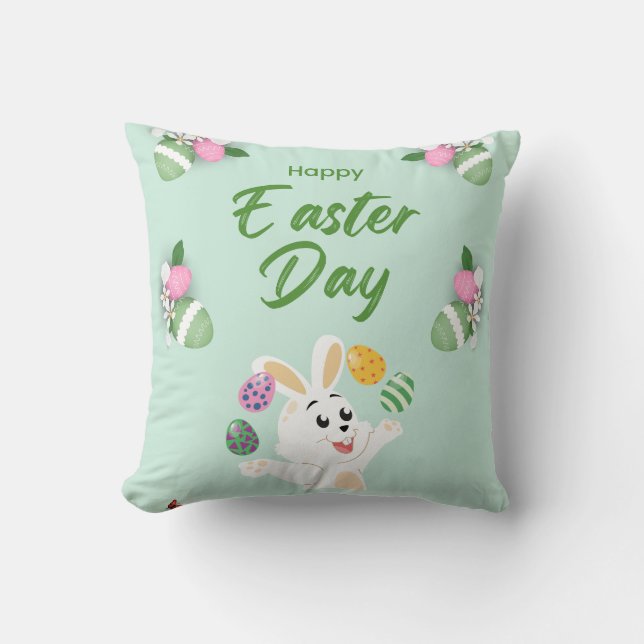 Almofada Dia do felz pascoa - Páscoa Engraçado De Coelhinho (Frente)
